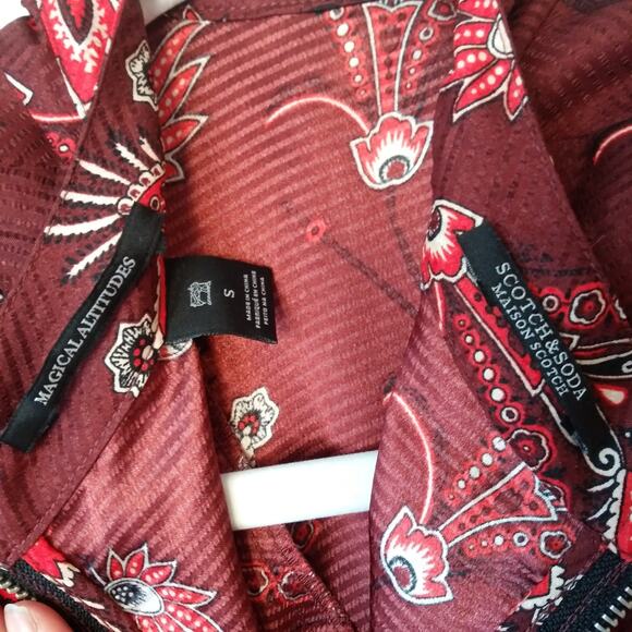 Scotch & Soda Magical Altitudes S Ruffle Front Floral Blouse Top Boho Victorian - Picture 8 of 12